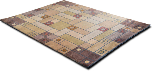 Geometric Blocks — Hand-Knotted Wool Rug, 8′ × 5′