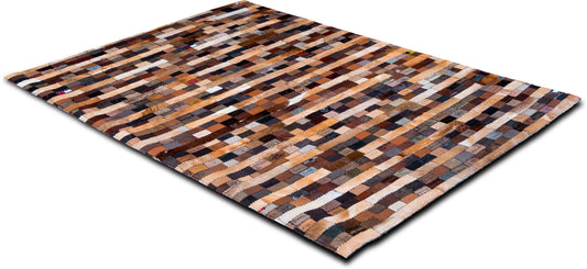 Jean Label Leather Patchwork Rug, 7′5″ × 5′3″