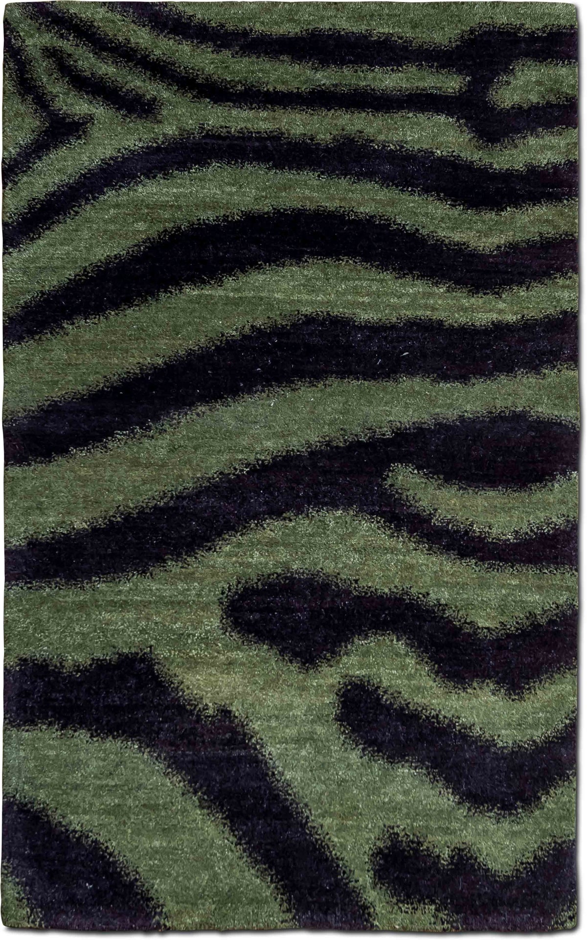 Tufenkian Green & Black — Hand-Knotted Wool Rug, 5′ × 3′