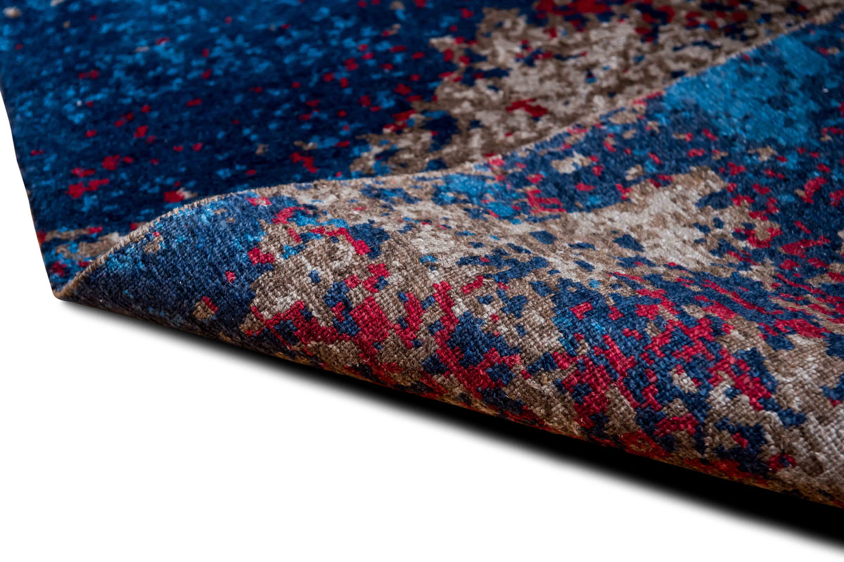 Tufenkian Sierra Blue — Hand-Knotted Wool, Bamboo Silk & Linen Rug, 5′ × 3′