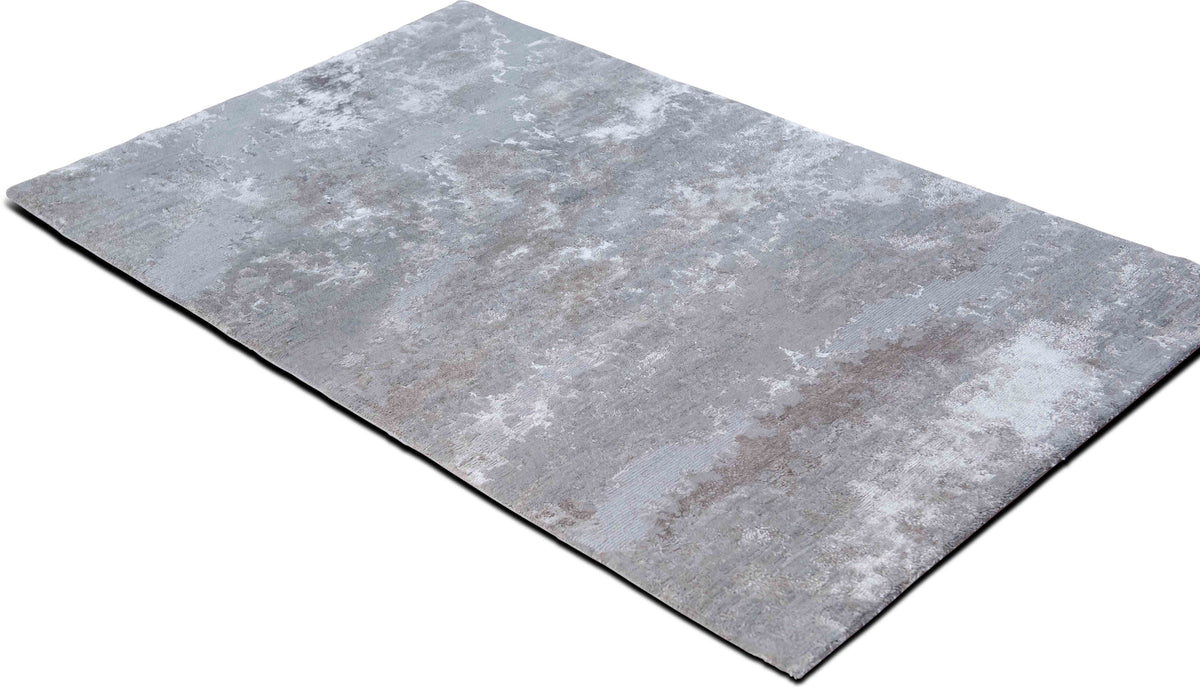Tufenkian Butterfly Pumice — Hand-Knotted Wool, Bamboo Silk & Linen Rug, 5′ × 3′