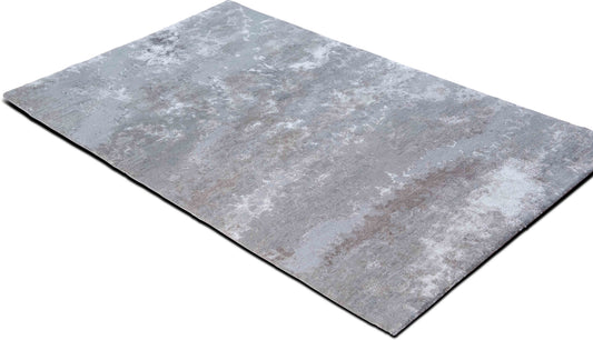 Tufenkian Butterfly Pumice — Hand-Knotted Wool, Bamboo Silk & Linen Rug, 5′ × 3′