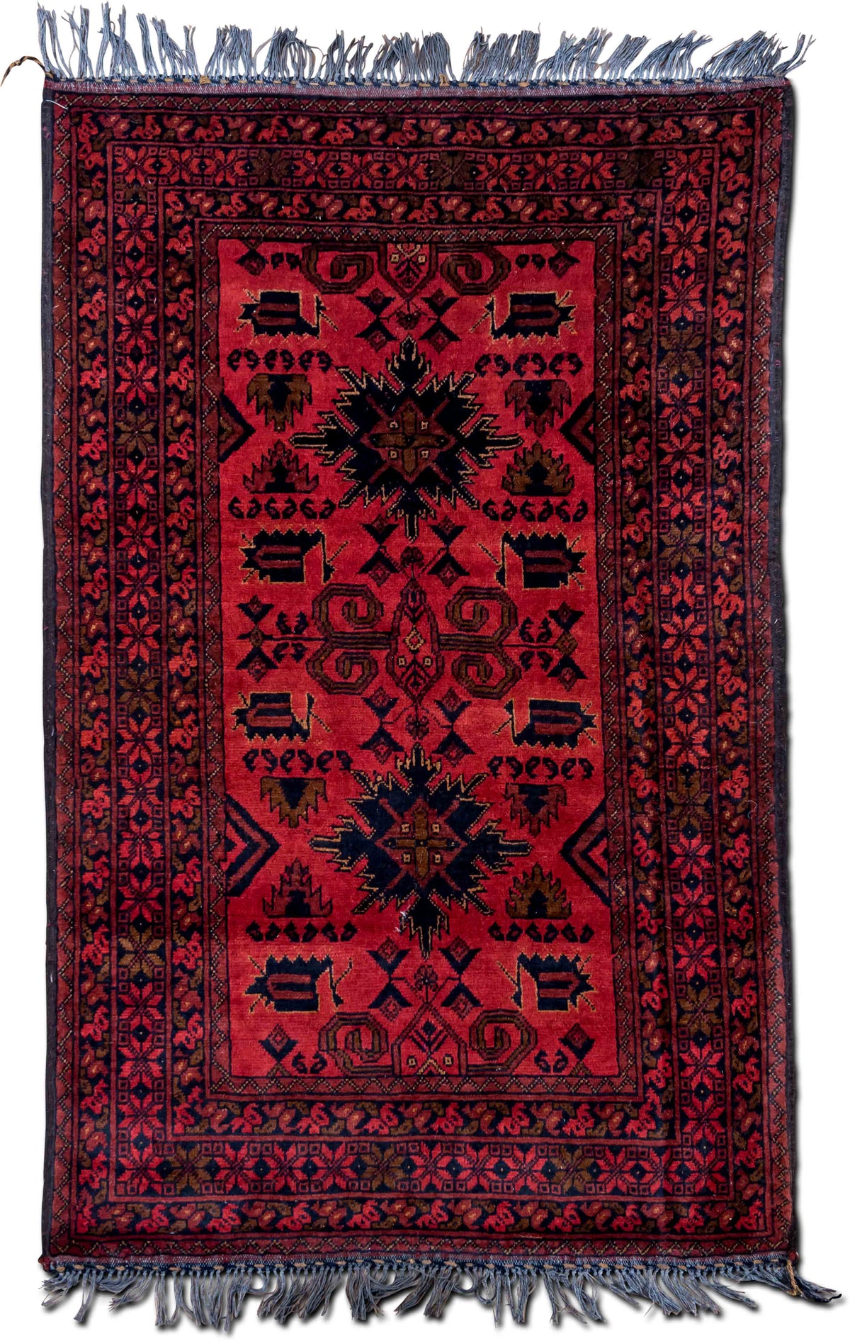 Tribe Red & Black Medallion Wool Rug, 5′ × 3′4″