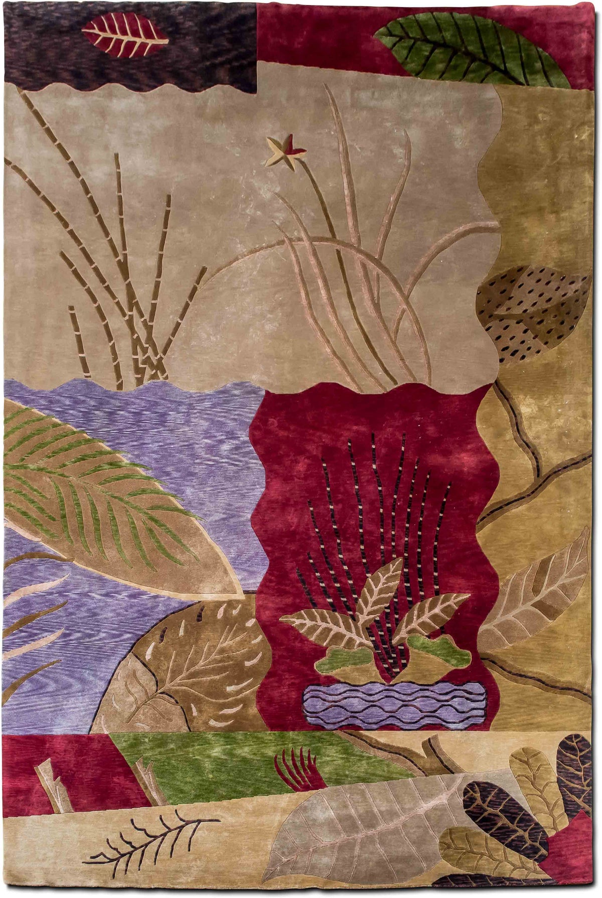 Mugal Multi Autumn Leaves Wool Rug, 13′ × 9′