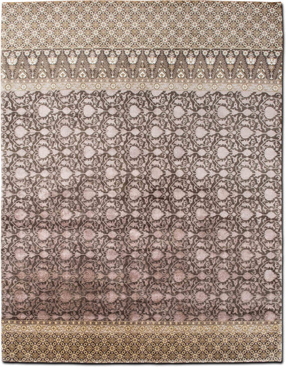Faded Traditional Beige & Taupe Wool Rug