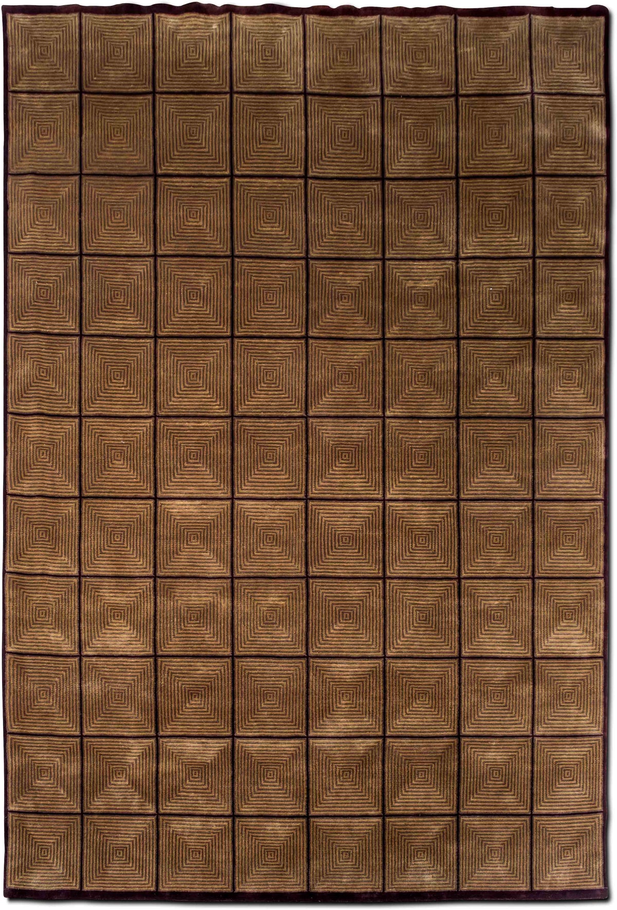Feizy Concentric Squares — Hand-Knotted Wool Rug, 11′4″ × 8′6″
