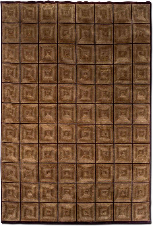 Feizy Concentric Squares — Hand-Knotted Wool Rug, 11′4″ × 8′6″