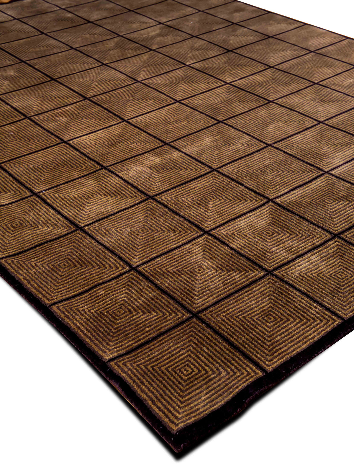 Feizy Concentric Squares — Hand-Knotted Wool Rug, 11′4″ × 8′6″