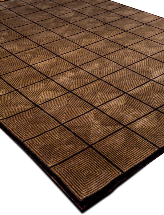 Feizy Concentric Squares — Hand-Knotted Wool Rug, 11′4″ × 8′6″
