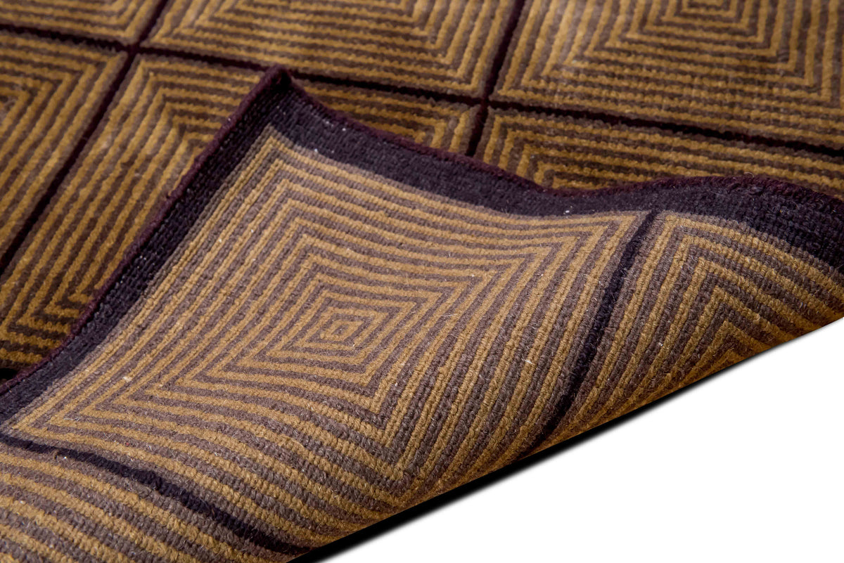 Feizy Concentric Squares — Hand-Knotted Wool Rug, 11′4″ × 8′6″