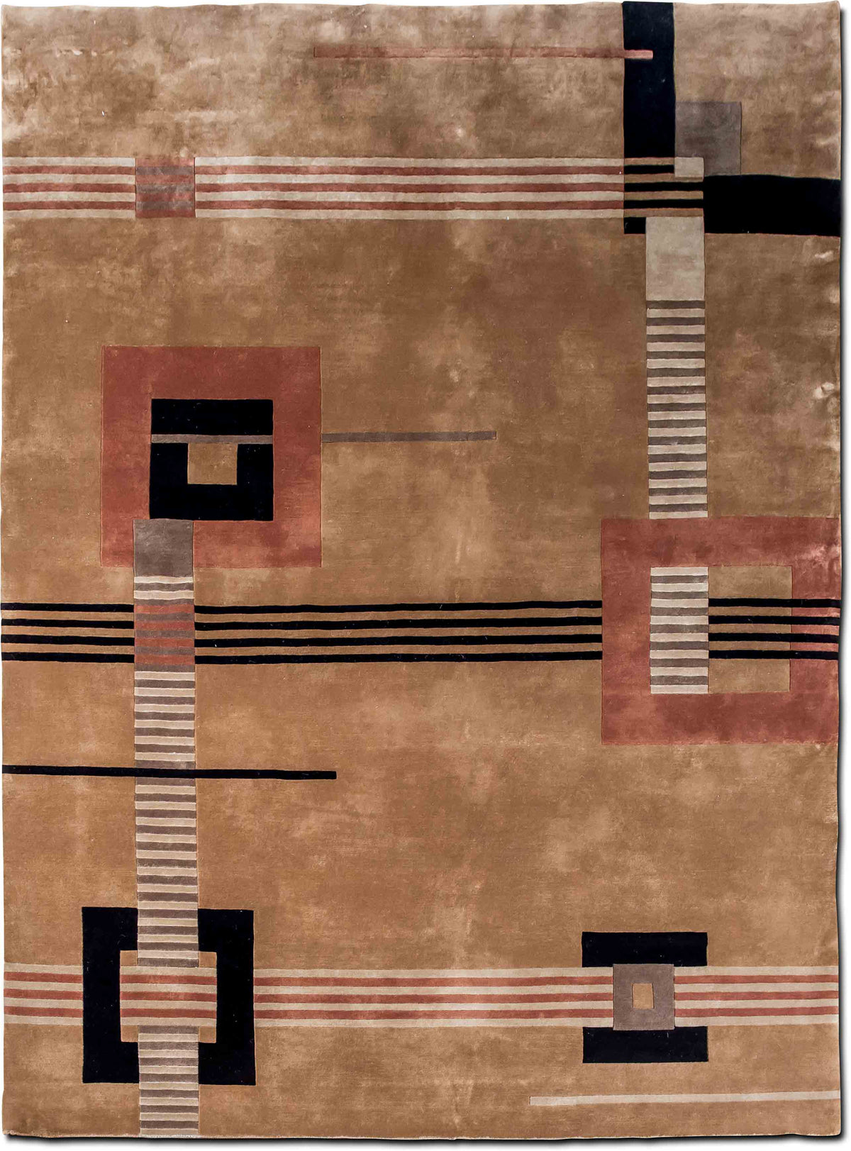Camel Arch Geometric Wool Rug, 11′ × 8′4″