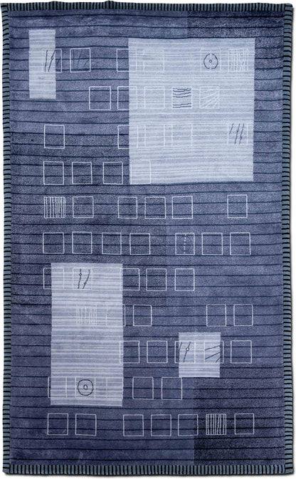 Dash Grey Geometric Wool Rug, 8′ × 5′