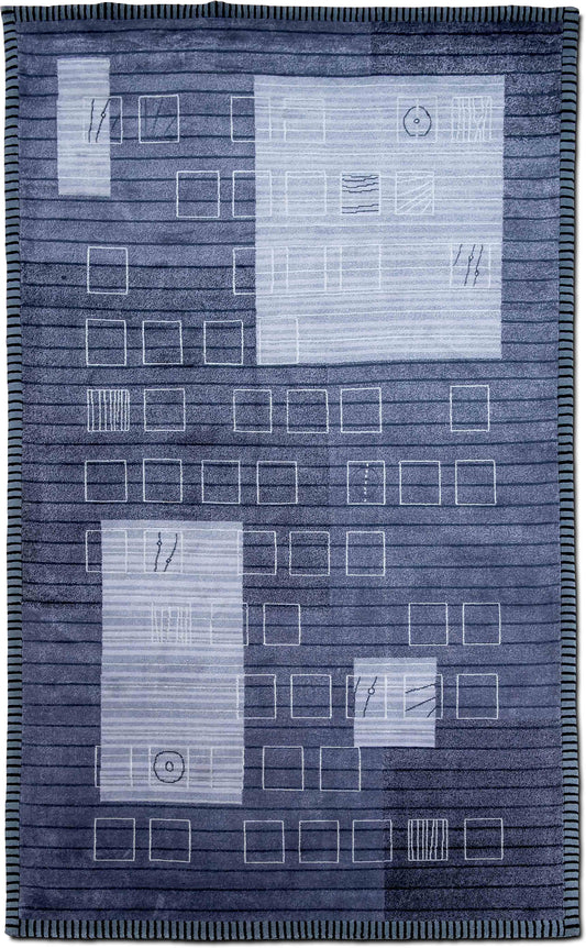 Dash Grey Geometric Wool Rug, 8′ × 5′