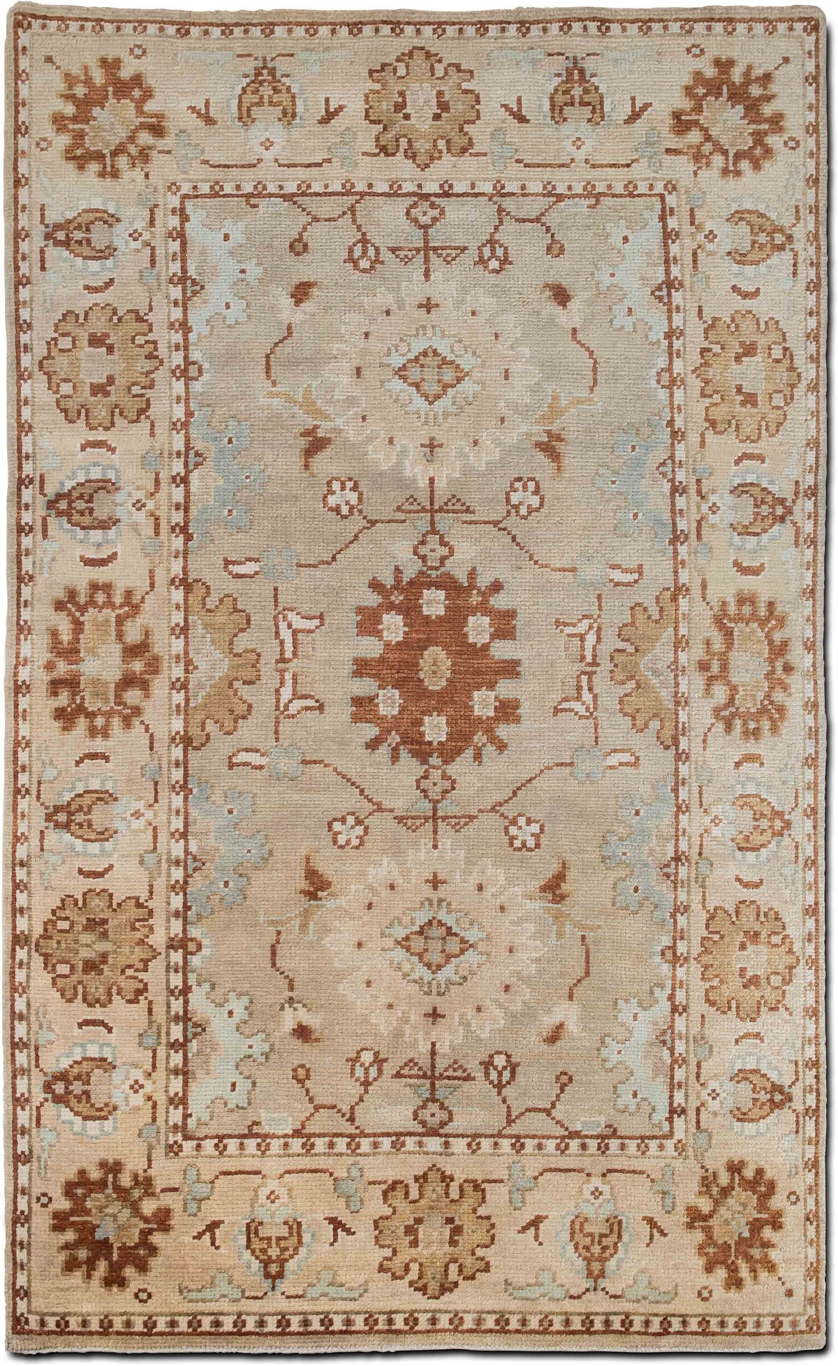 Traditional Taupe & Apricot Wool Rug