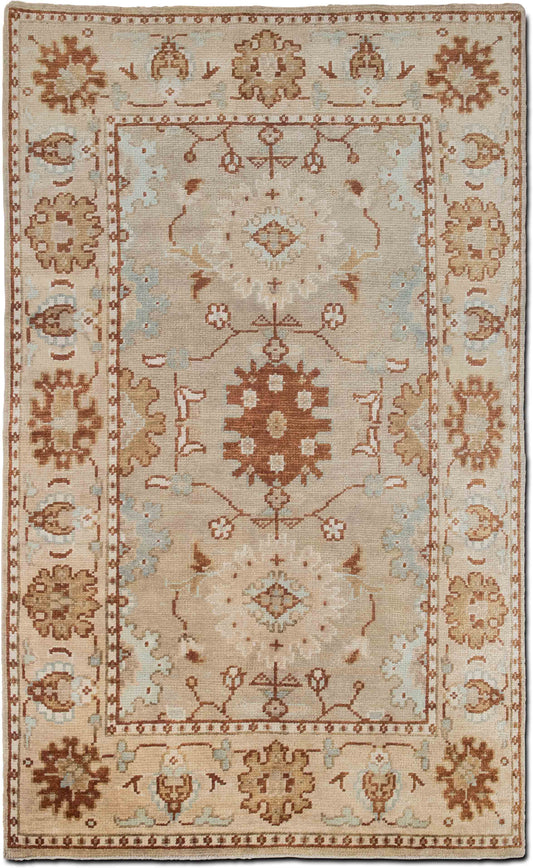 Traditional Taupe & Apricot Wool Rug