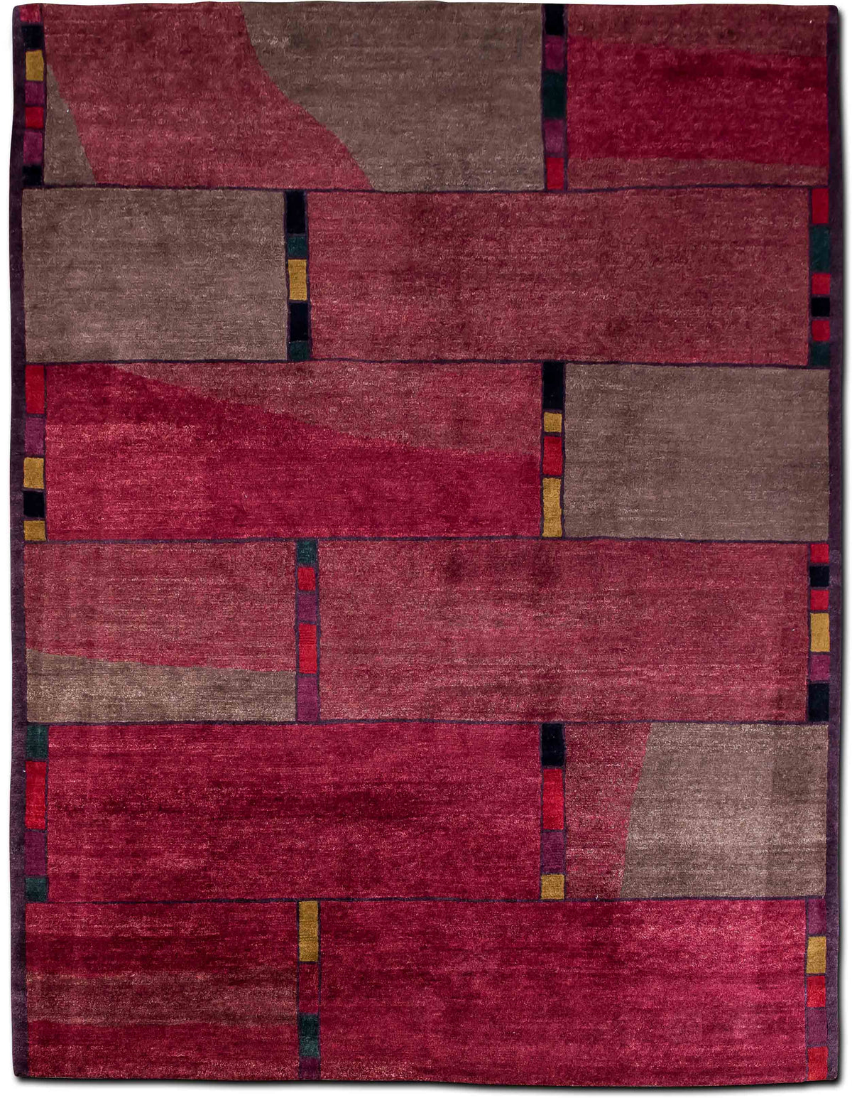 Tufenkian Inlay Mahogany — Hand-Knotted Wool Rug, 10′ × 8′