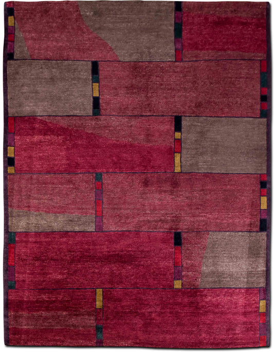 Tufenkian Inlay Mahogany — Hand-Knotted Wool Rug, 10′ × 8′