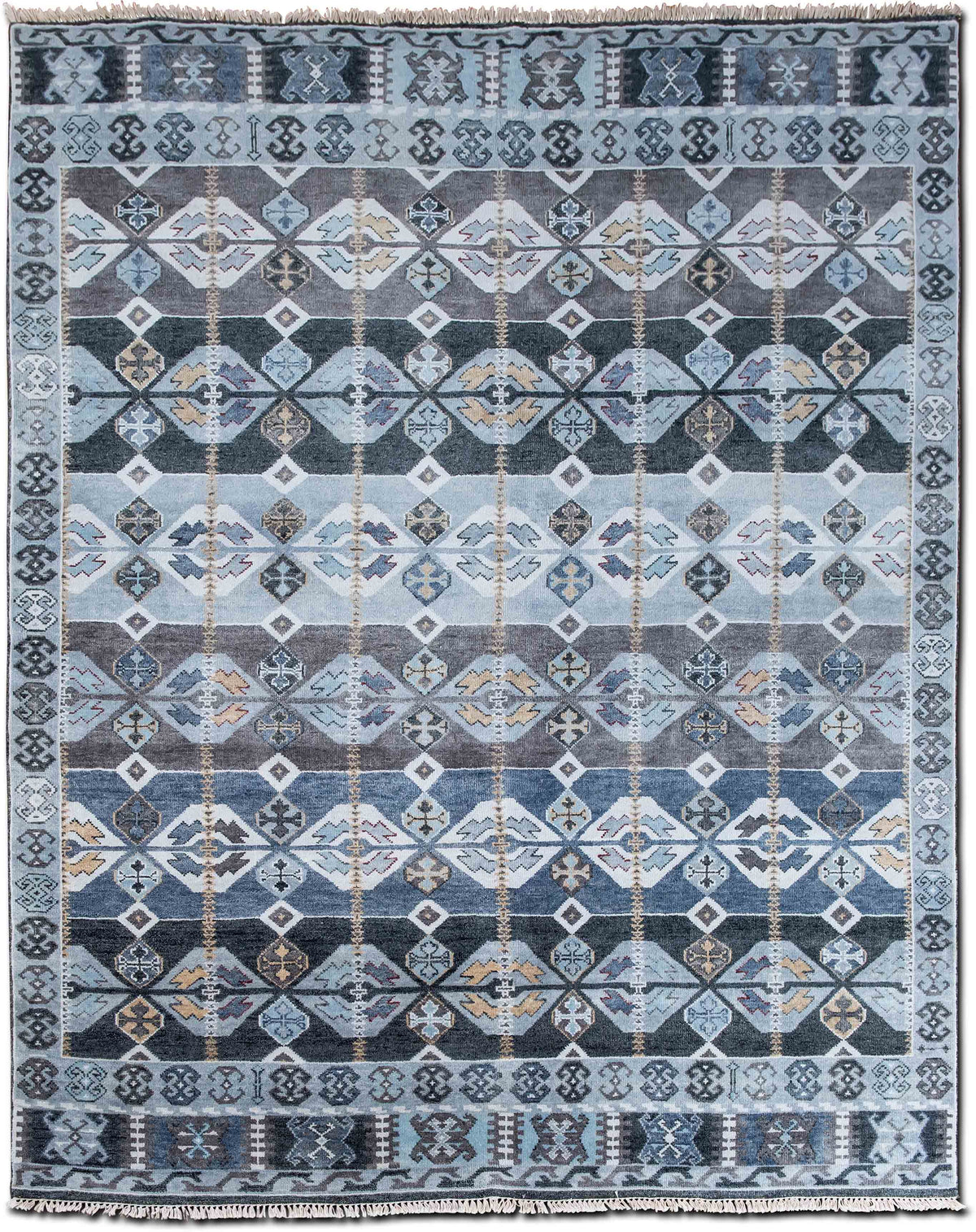 Feizy Ashi Steel — Hand-Knotted Wool Rug, 9′9″ × 7′9″