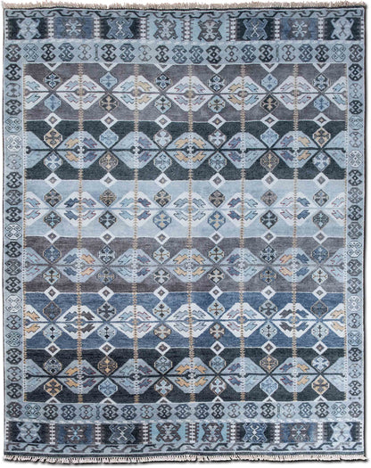 Feizy Ashi Steel — Hand-Knotted Wool Rug, 9′9″ × 7′9″