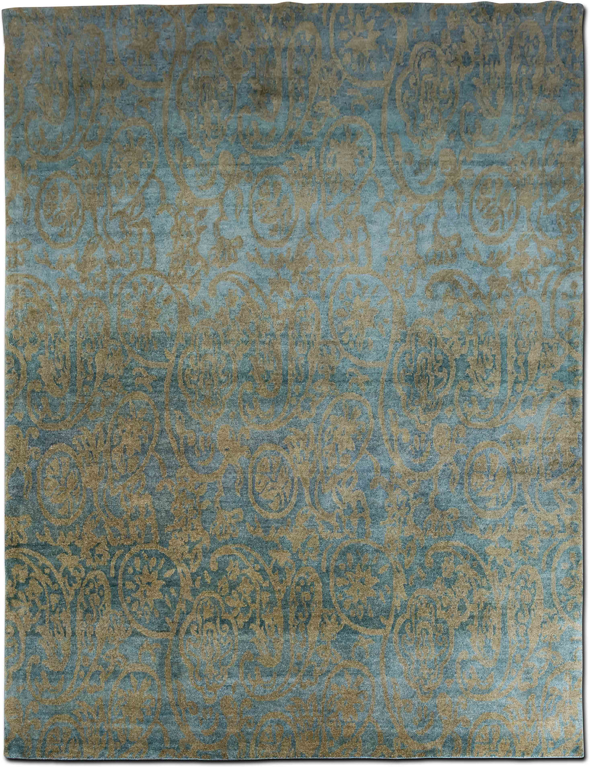 Feizy Verdigris — Hand-Knotted Wool Rug, 9′9″ × 7′9″