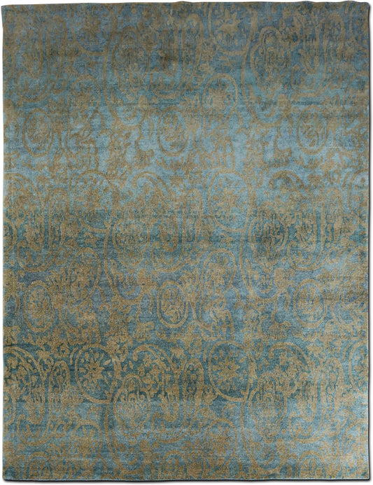Feizy Verdigris — Hand-Knotted Wool Rug, 9′9″ × 7′9″