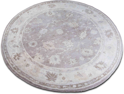 Tufenkian Palmette Tone / Tone — Hand-Knotted Wool Round Rug, 9′2″ Diameter