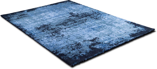 Grey Abstract Wool Rug, 8′ × 5′