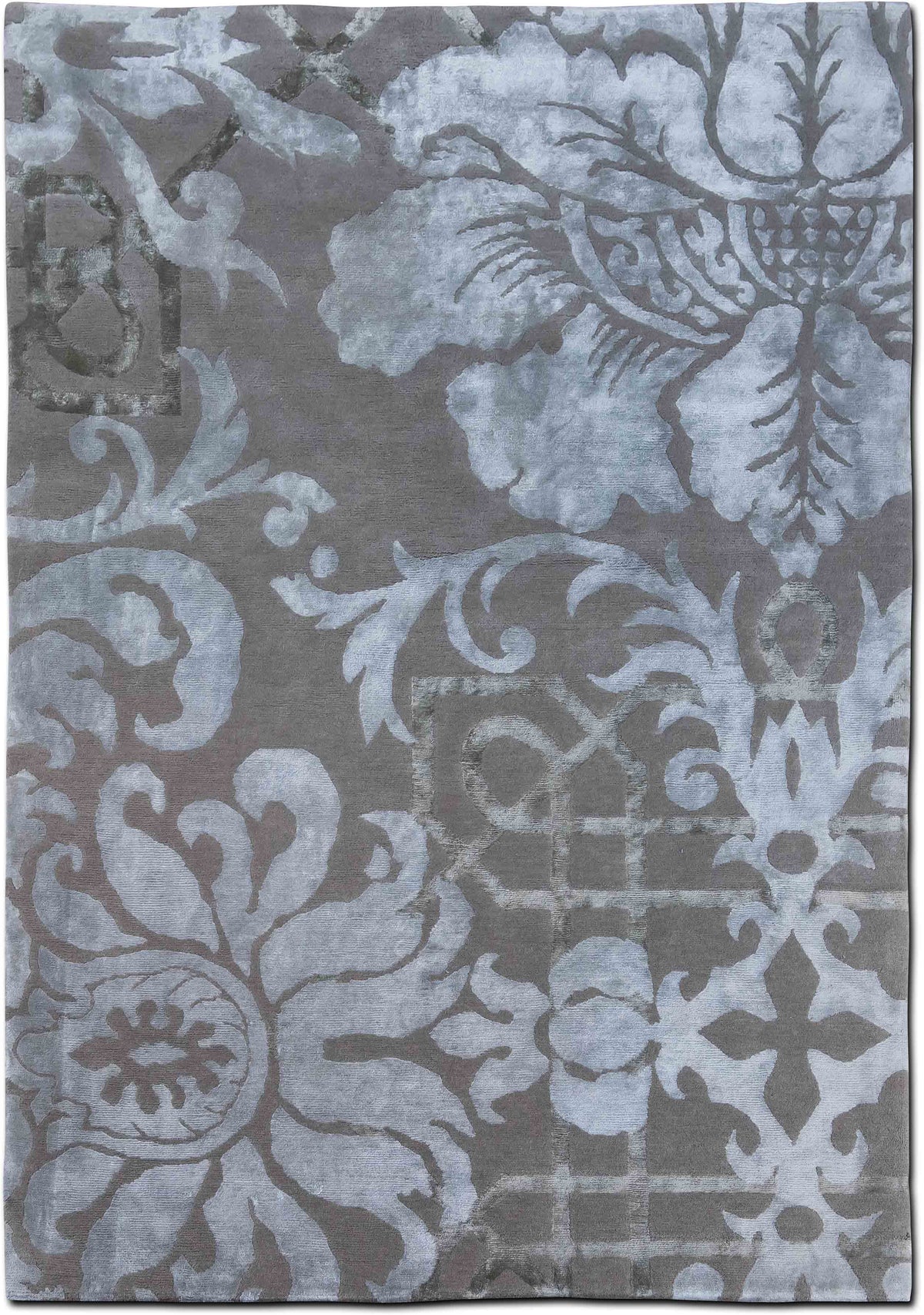 Tufenkian Damask Floral — Hand-Knotted Wool Rug, 8′4″ × 5′6″