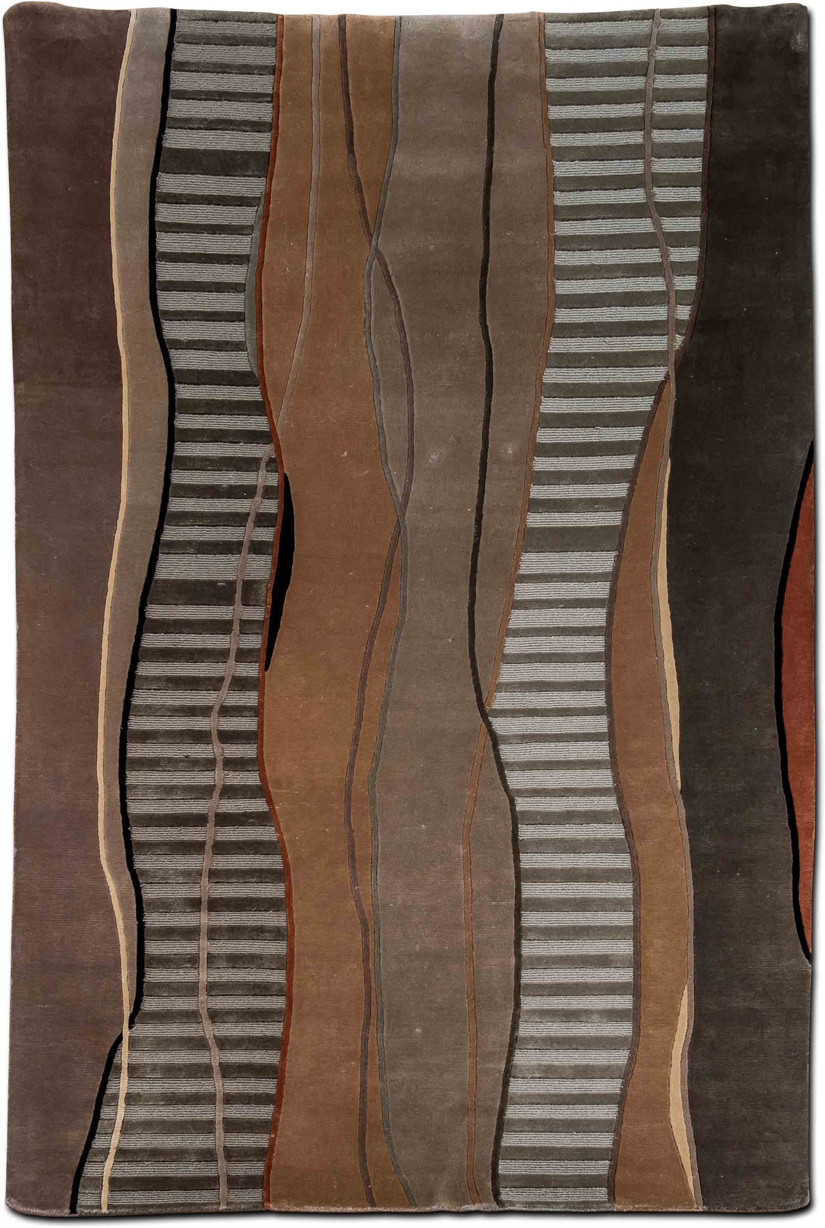 Mugal Cocoa Gold — Hand-Knotted Wool Rug, 8′ × 5′