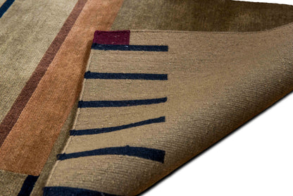 Geometric Tibetan-Style — Hand-Knotted Wool Rug, 8′ × 5′