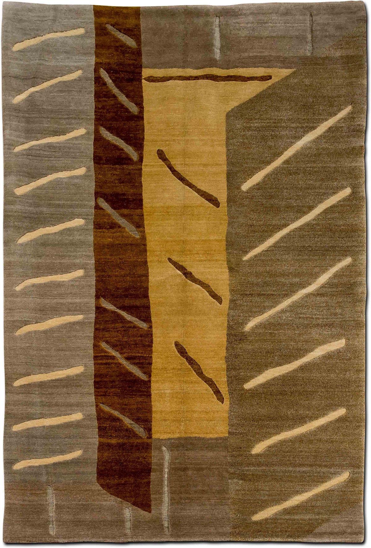 Sage Abstract Green & Gold — Wool Rug, 8′7″ × 5′7″