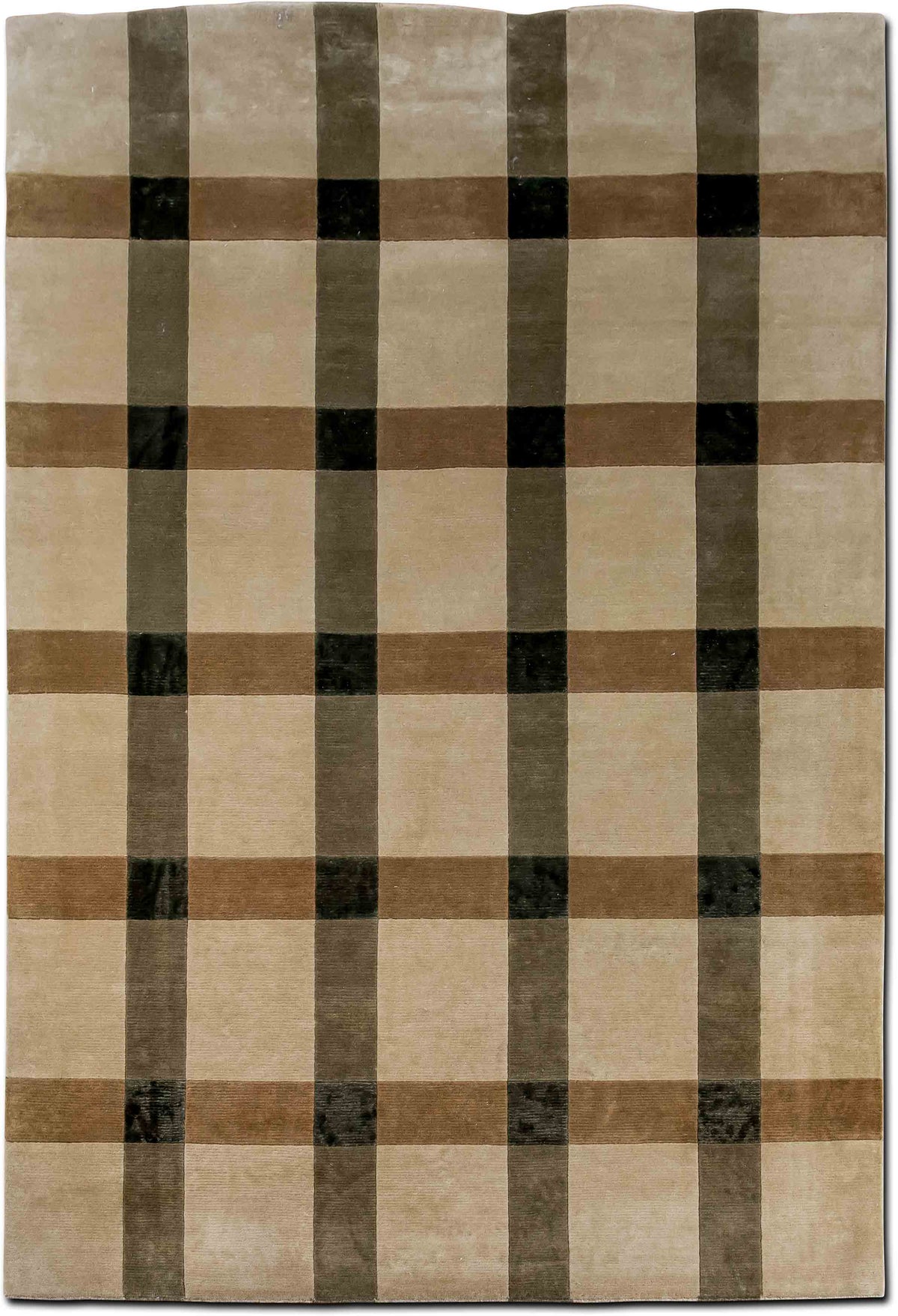 Plaid Grid — Hand-Knotted Wool Rug, 8′ × 5′