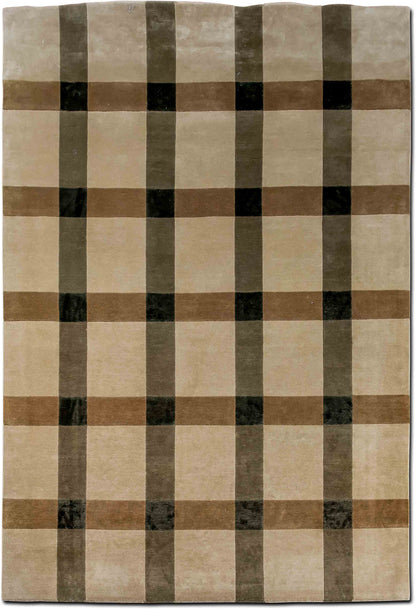 Plaid Grid — Hand-Knotted Wool Rug, 8′ × 5′