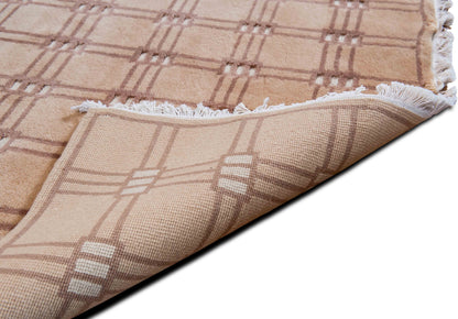 Tibetan-Style Tonal Grid — Hand-Knotted Wool Rug, 8′ × 5′