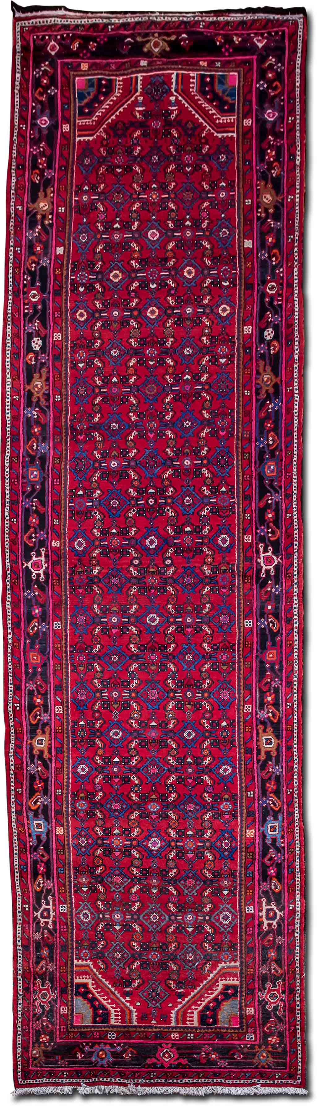 Traditional Medallion Runner — Hand-Knotted Wool Rug, 13′6″ × 3′8″