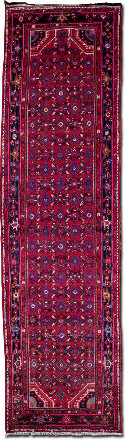Traditional Medallion Runner — Hand-Knotted Wool Rug, 13′6″ × 3′8″