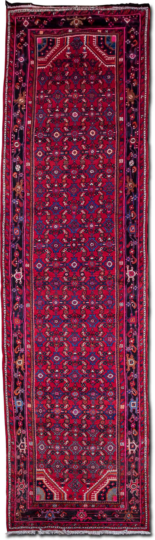 Traditional Medallion Runner — Hand-Knotted Wool Rug, 13′6″ × 3′8″