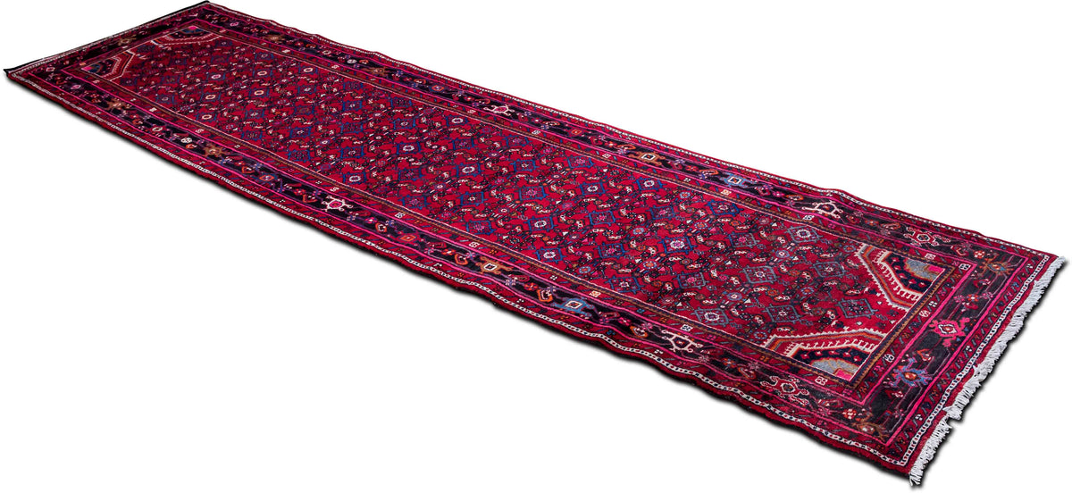 Traditional Medallion Runner — Hand-Knotted Wool Rug, 13′6″ × 3′8″
