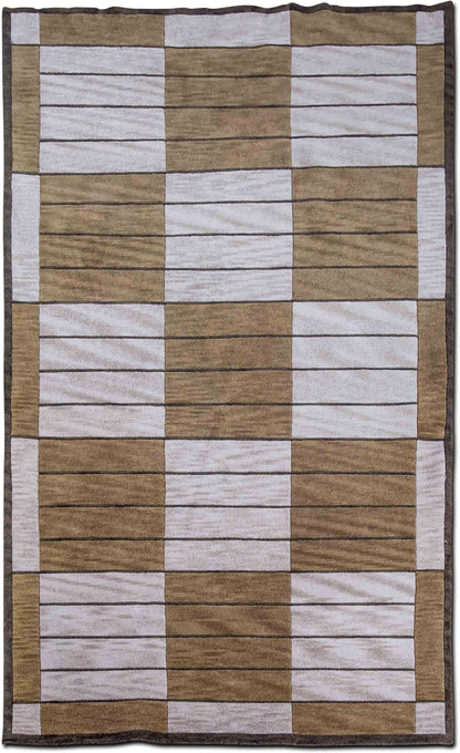 Pyramid Striated Grid — Hand-Knotted Wool Rug, 8′ × 5′