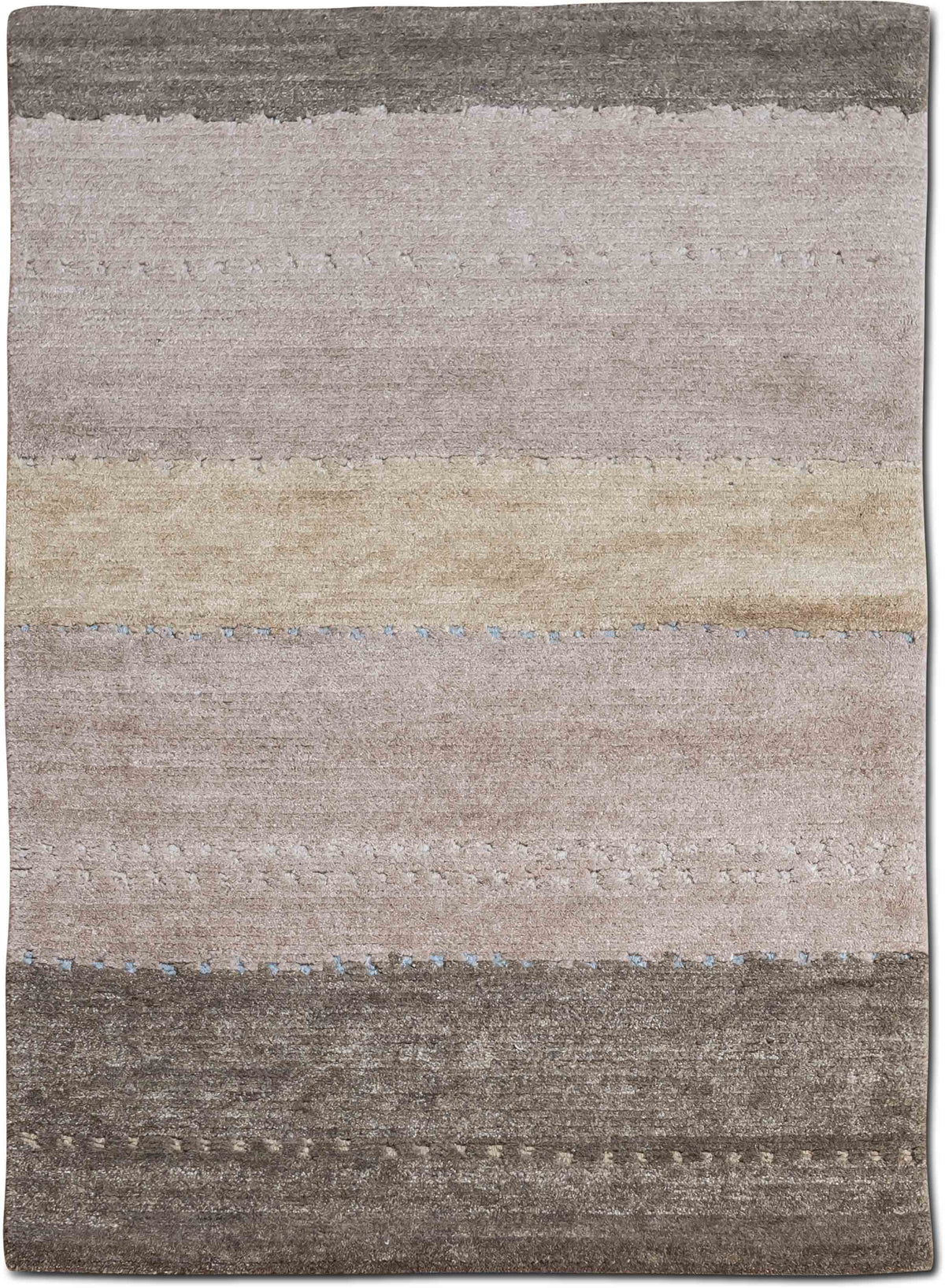 Horizon Bands Beige & Brown — Hand-Knotted Wool Rug, 5′ × 3′