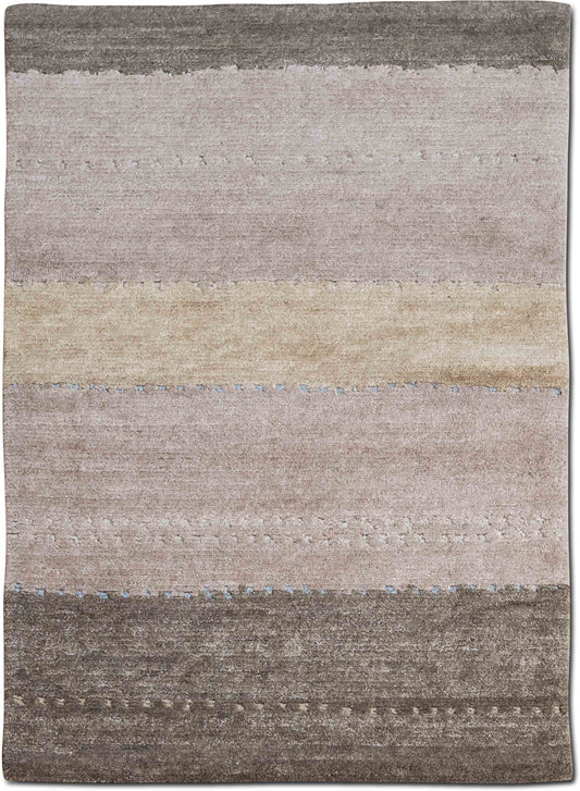 Horizon Bands Beige & Brown — Hand-Knotted Wool Rug, 5′ × 3′