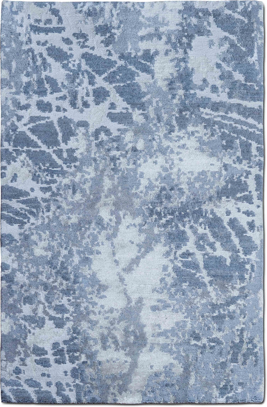 Tufenkian Meadow Silverstone — Hand-Knotted Wool, Silk & Linen Rug, 5′ × 3′