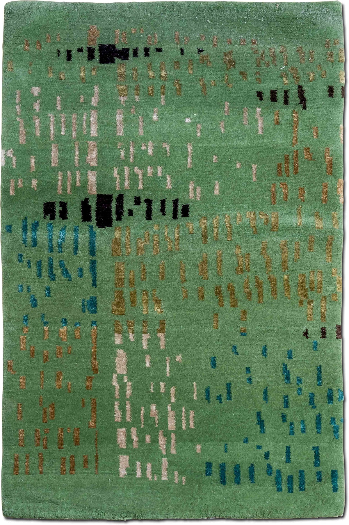 Tufenkian Prati Rainforest — Hand-Knotted Wool & Silk Rug, 5′ × 3′