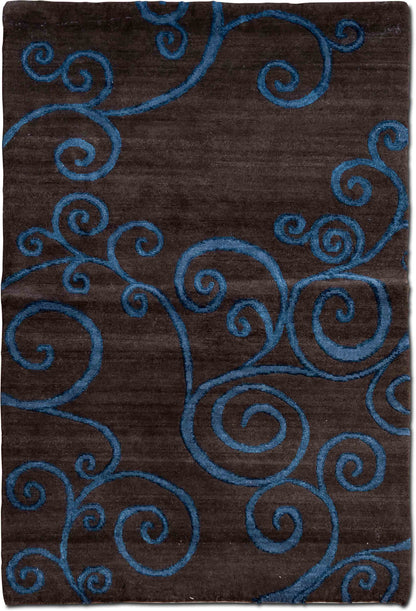 Tufenkian Zephyr Midnight — Hand-Knotted Wool & Silk Rug, 5′ × 3′