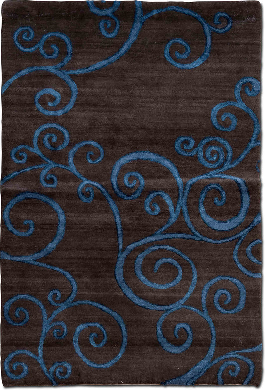 Tufenkian Zephyr Midnight — Hand-Knotted Wool & Silk Rug, 5′ × 3′