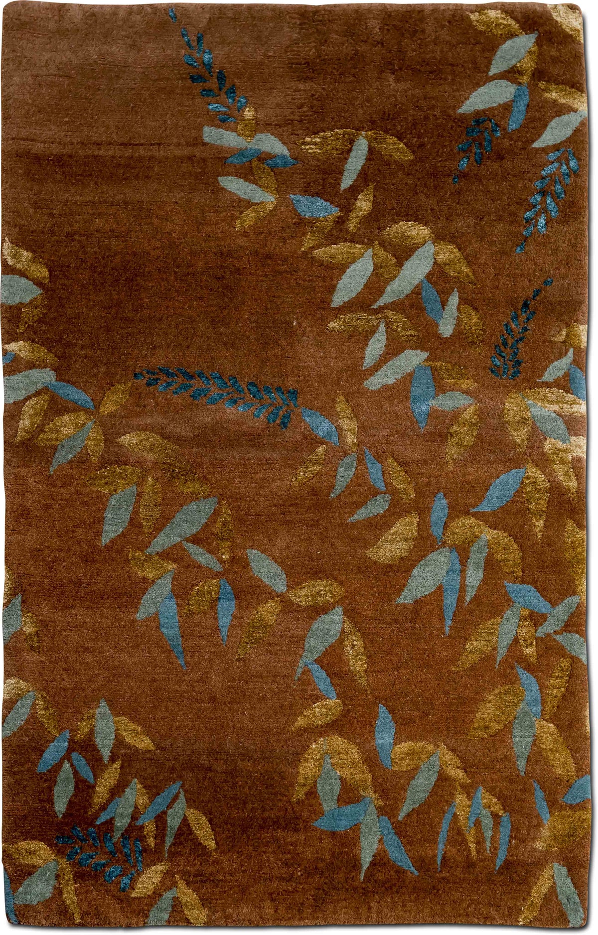 Tufenkian Floral Cascade Cocoa — Hand-Knotted Wool & Silk Rug, 5′ × 3′
