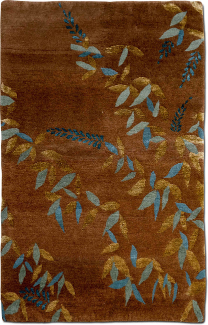 Tufenkian Floral Cascade Cocoa — Hand-Knotted Wool & Silk Rug, 5′ × 3′