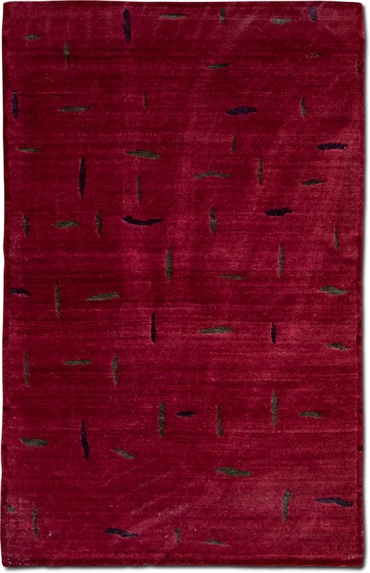 Tufenkian Chit Chat Lipstick — Hand-Knotted Wool Rug, 5′ × 3′