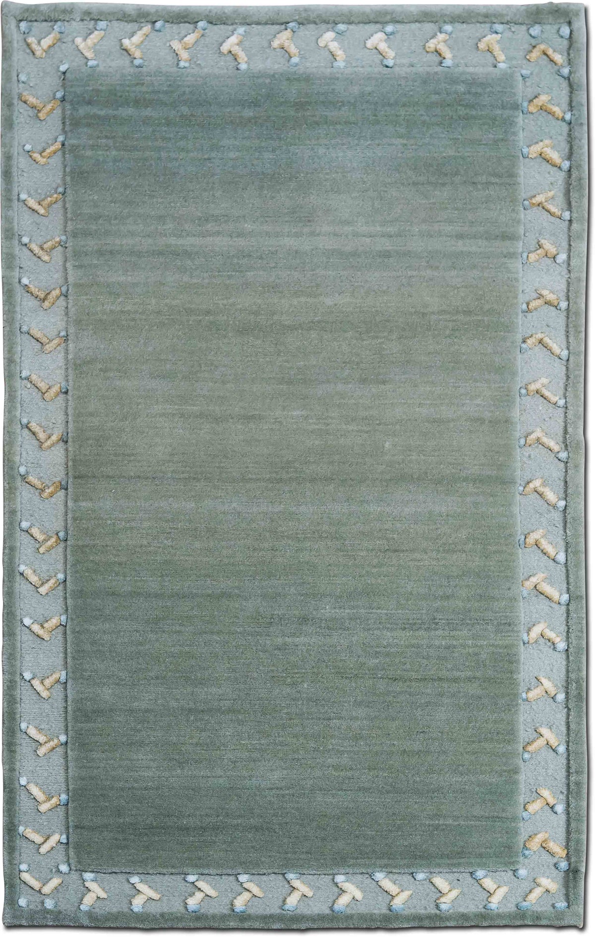 Tufenkian Brown & Cream Trim — Hand-Knotted Wool Rug, 5′ × 3′