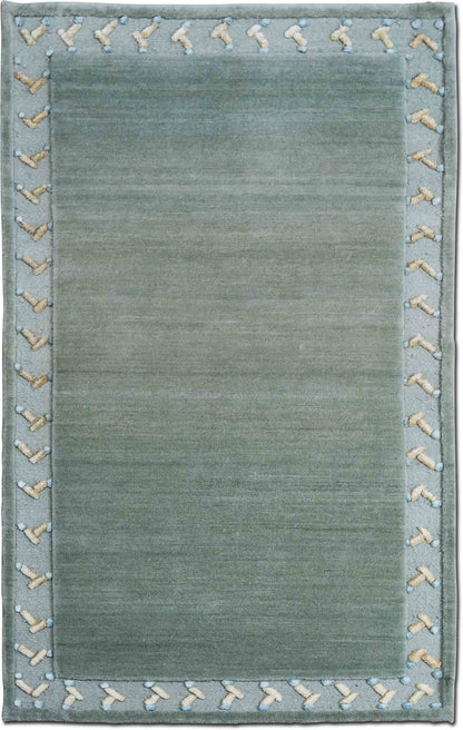 Tufenkian Brown & Cream Trim — Hand-Knotted Wool Rug, 5′ × 3′
